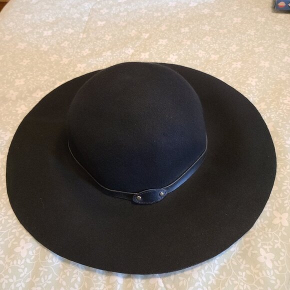 D & Y ACCESSORIES WIDE BRIM BOHO HIPPIE FLOPPY HAT IN BLACK 100% WOOL - Picture 3 of 3